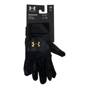 New with Tags Under Armour Black Clean Up Batting Gloves Boys Youth Small